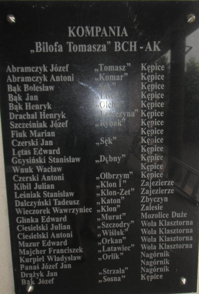 Tablica upamiętniająca żołnierzy KOMPANII "Bilofa Tomasza" BCH-AK umieszczona na ZPO w Sieciechowie